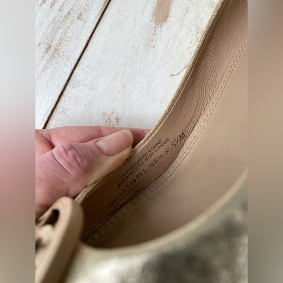 TORY BURCH Gold Metallic Leather Wedges Mini Miller heels Women's Sz 8.5 EUC - Picture 11 of 15